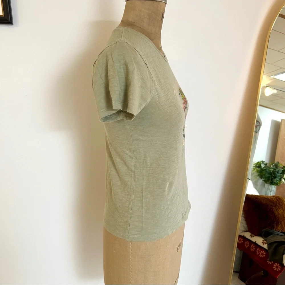 J. Crew Women’s Light Olive Green 100% Cotton Collector Tee Bicycle S - Picture 8 of 8